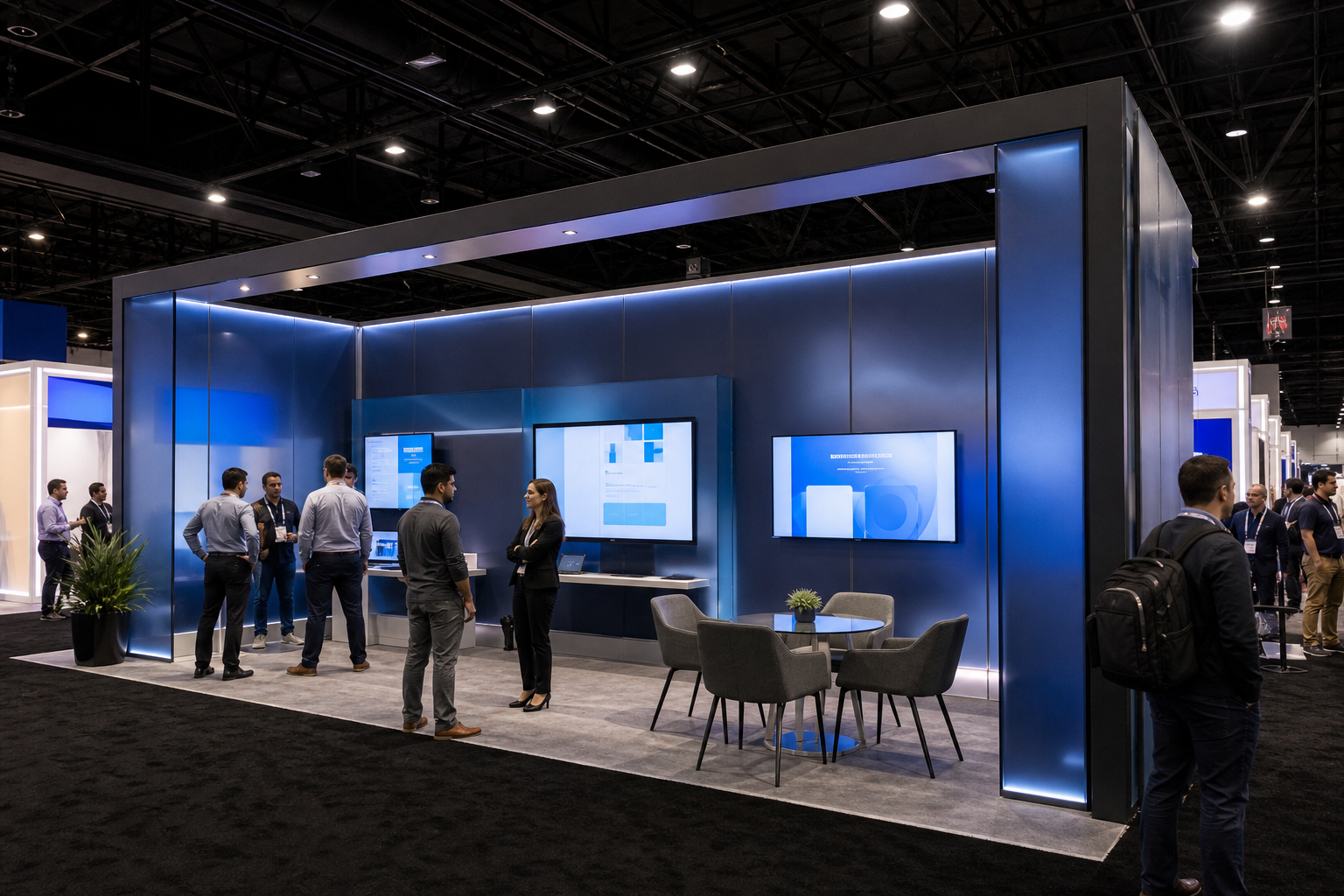 A polished inline software booth at a convention